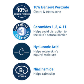 CeraVe Acne Foaming Cream Wash with ingredients displayed
