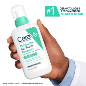 CeraVe Air Foam Face Wash in bathroom setting