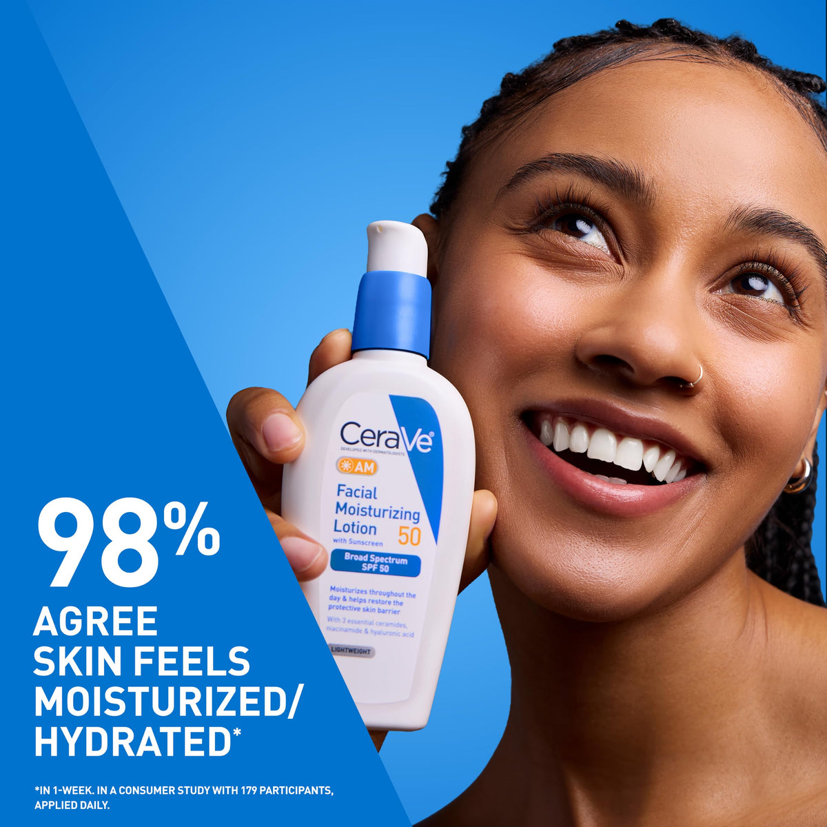 CeraVe AM Facial Moisturizing Lotion SPF 50 side view