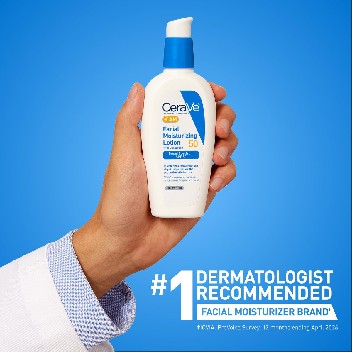 CeraVe AM Facial Moisturizing Lotion SPF 50 with makeup products