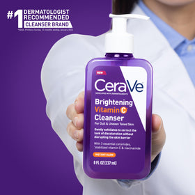 CeraVe Brightening Vitamin C Cleanser in a bathroom setting