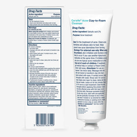 CeraVe Clay to Foam Acne Face Wash 4 Oz application on skin