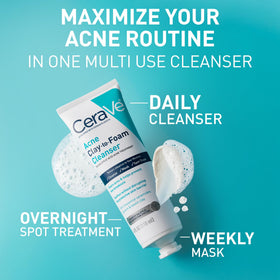 CeraVe Clay to Foam Acne Face Wash 4 Oz back view