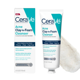CeraVe Clay to Foam Acne Face Wash 4 Oz front view