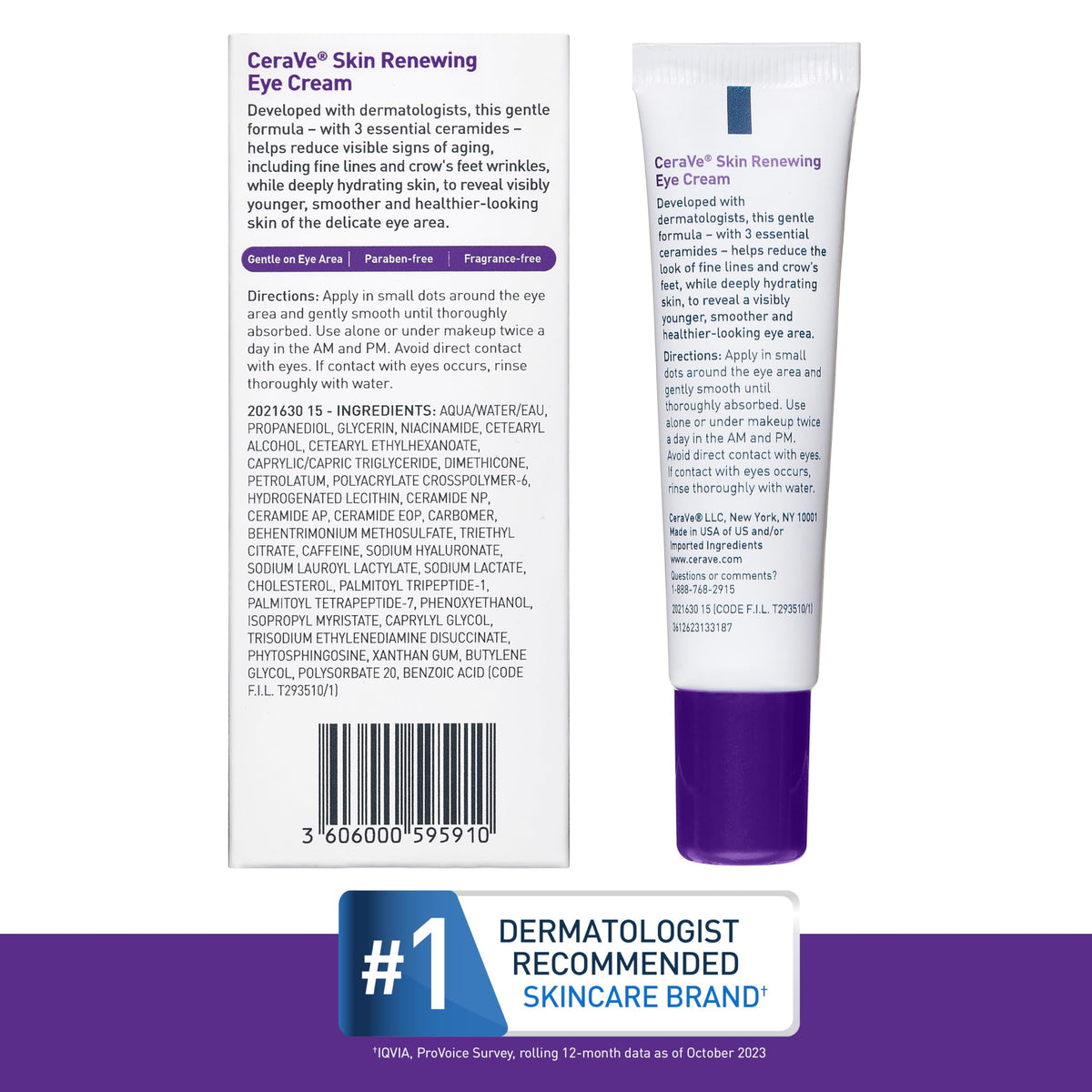 CeraVe Eye Cream on a bathroom vanity with skincare products