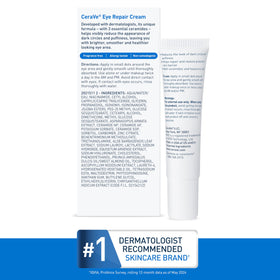 CeraVe Eye Repair Cream on a bathroom counter