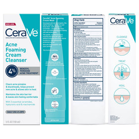 CeraVe Foaming Acne Cream Cleanser 5oz packaging details