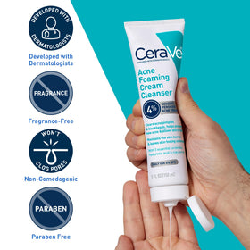 CeraVe Foaming Acne Cream Cleanser 5oz with texture