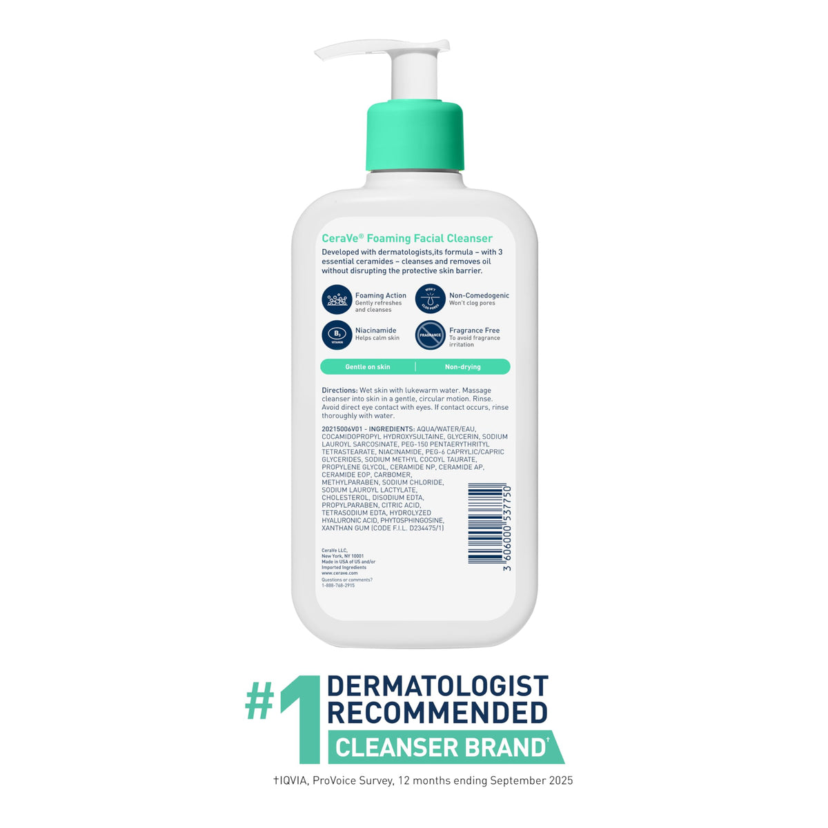CeraVe Foaming Facial Cleanser 12fl oz with ingredients
