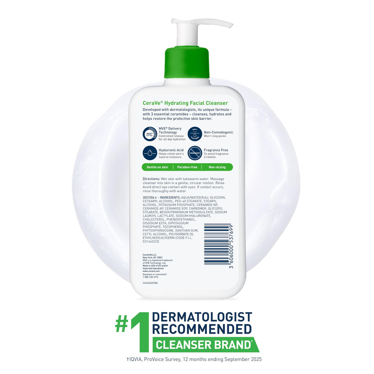 CeraVe Hydrating Cleanser 19oz open cap showing product