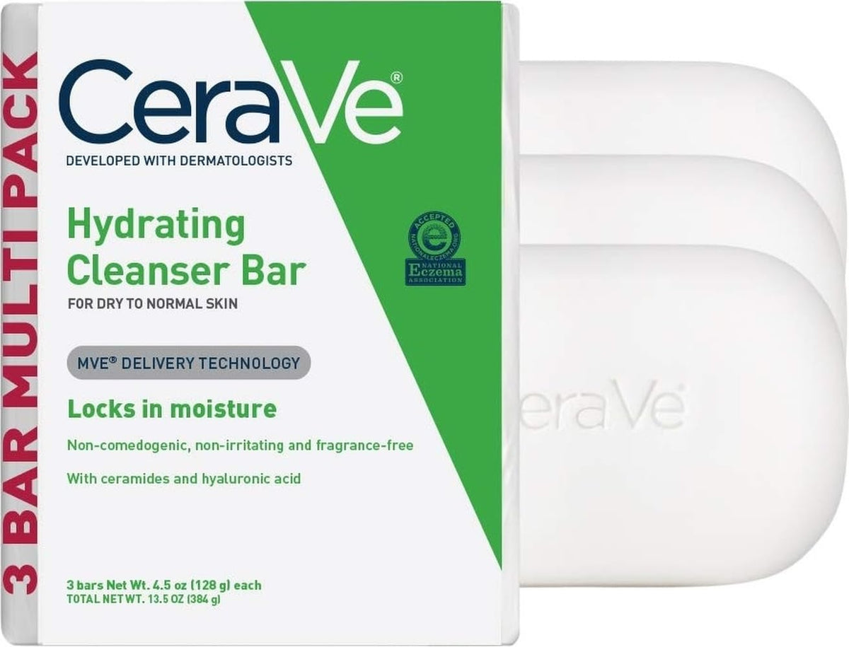 CeraVe Hydrating Cleanser Bar 3-Pack front view