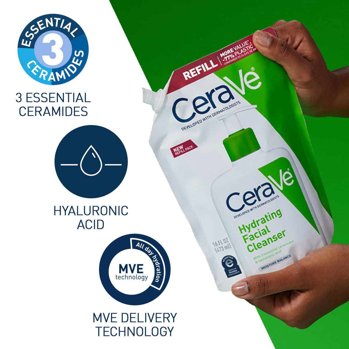 CeraVe Hydrating Cleanser being applied to hands