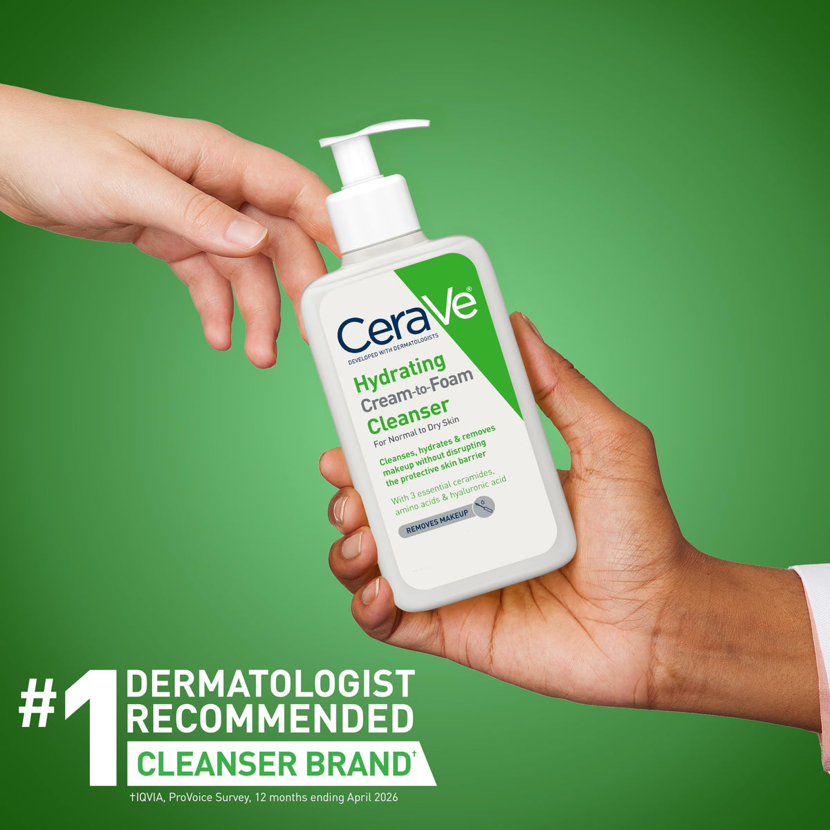 CeraVe Hydrating Cleanser foam lather on skin