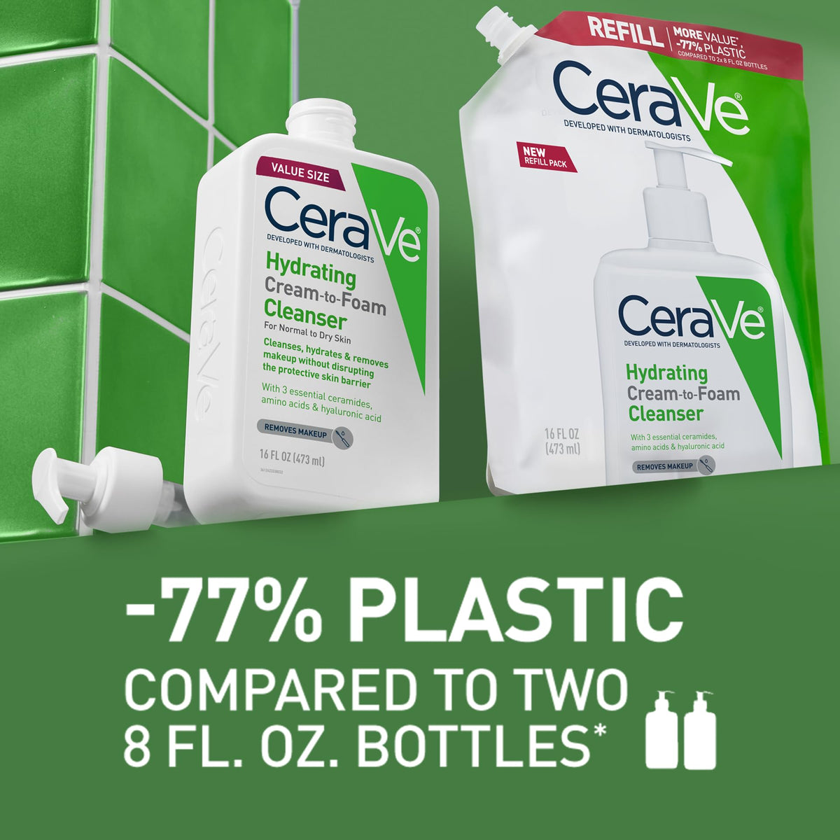 CeraVe Hydrating Cream To Foam Cleanser 16oz refill with pump