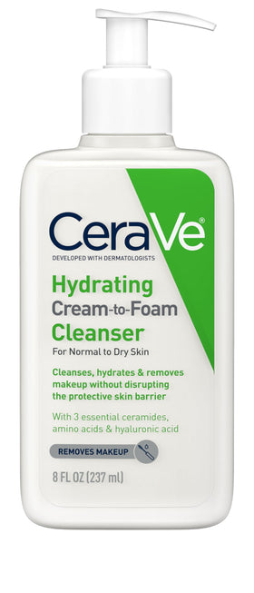 CeraVe Hydrating Cream To Foam Cleanser 8oz front view