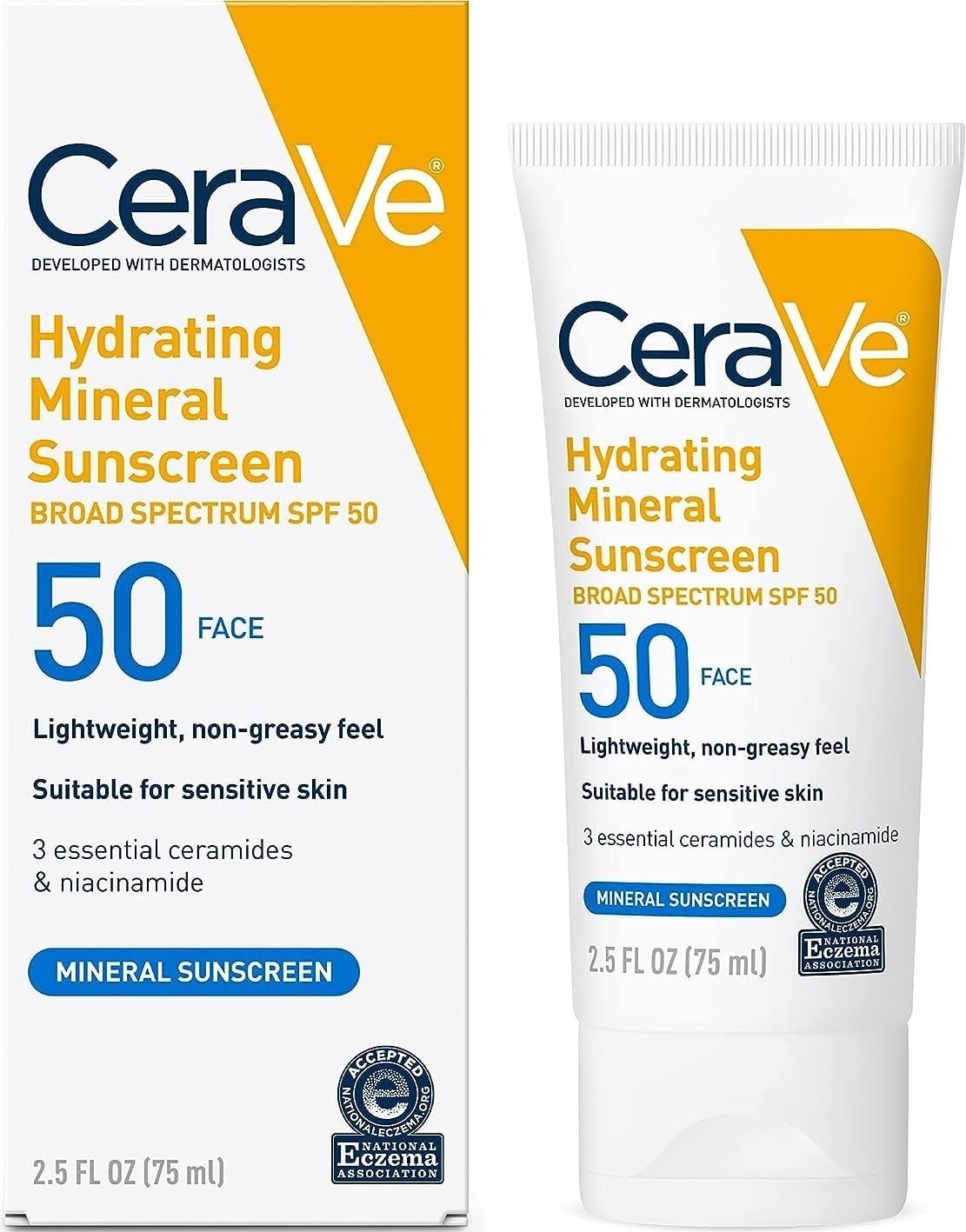 CeraVe Hydrating Mineral Sunscreen SPF 50 front view 2.5oz