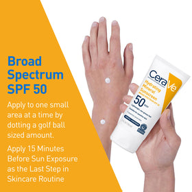 CeraVe Hydrating Mineral Sunscreen SPF 50 in a travel setting