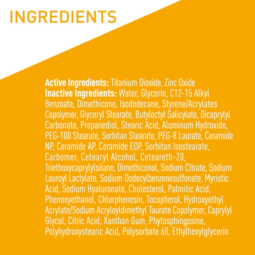 CeraVe Hydrating Mineral Sunscreen SPF 50 ingredients list