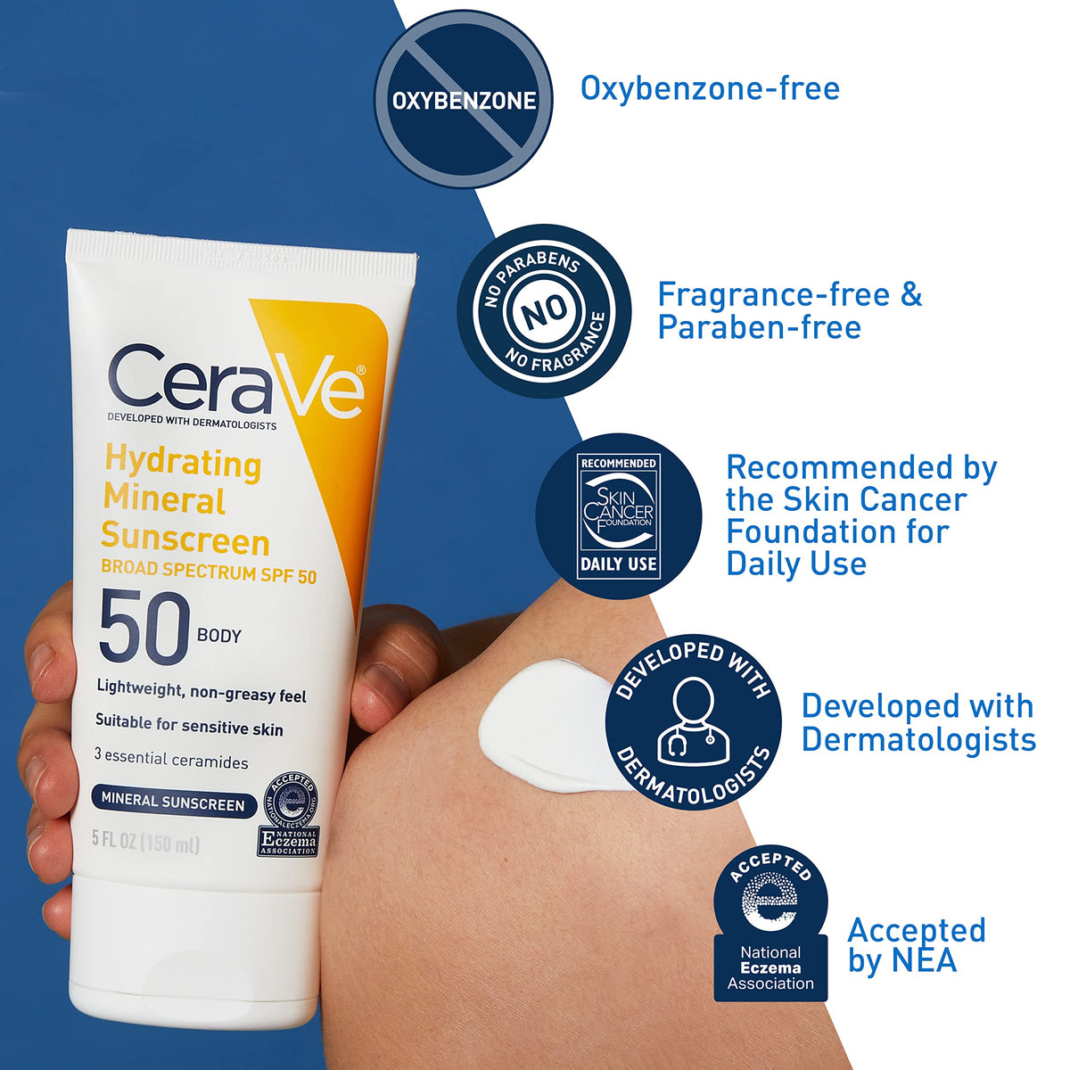 CeraVe Hydrating Mineral Sunscreen SPF 50 tube with cap