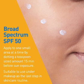 CeraVe Hydrating Mineral Sunscreen SPF 50 with beach background