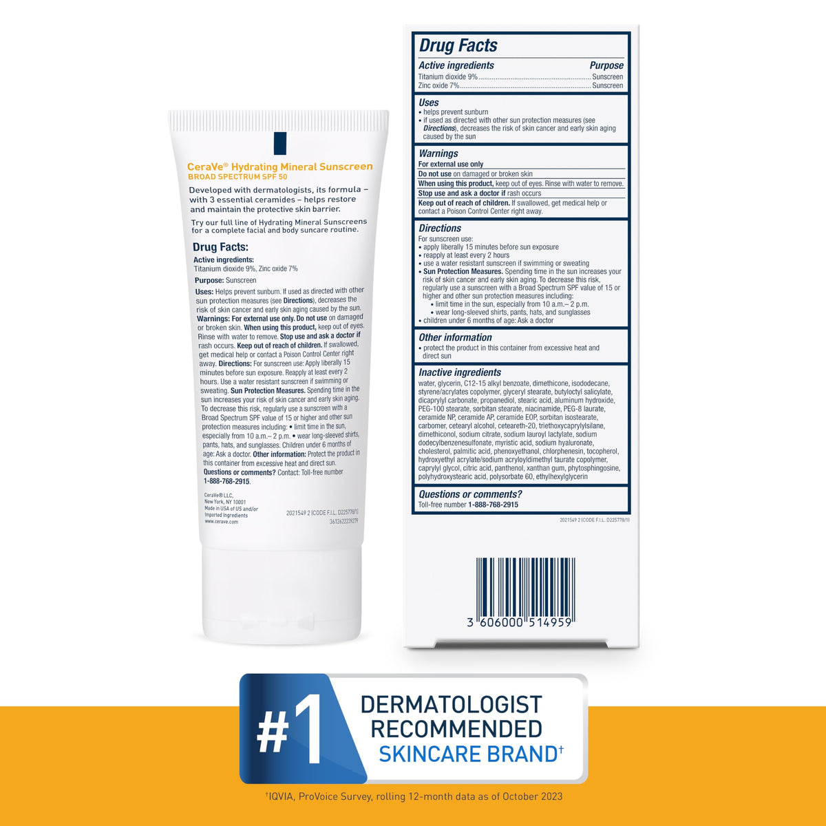 CeraVe Hydrating Mineral Sunscreen SPF 50 with makeup products