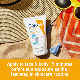 CeraVe Hydrating Sheer Sunscreen SPF 30 application on skin