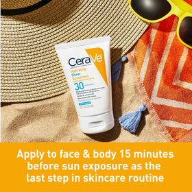 CeraVe Hydrating Sheer Sunscreen SPF 30 being applied to arm