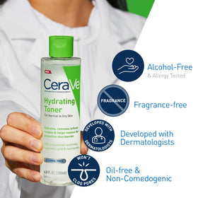 CeraVe Hydrating Toner application on cotton pad