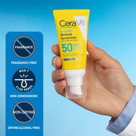 CeraVe Invisible Mineral Sunscreen SPF 50 application on skin