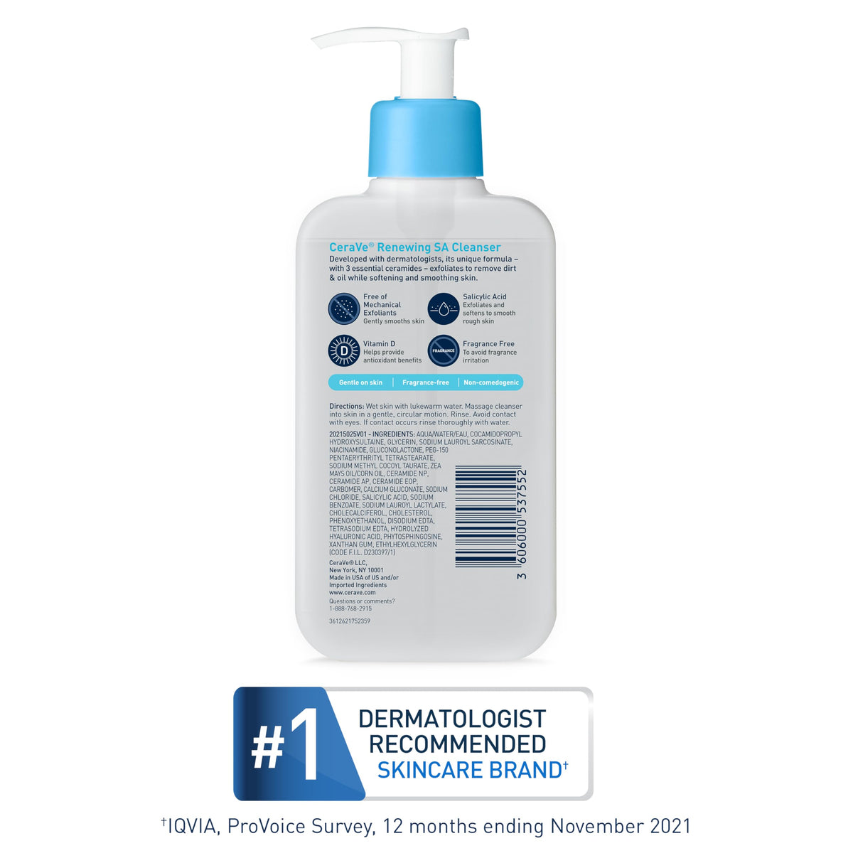 CeraVe Renewing Salicylic Acid Cleanser 8oz with foaming texture