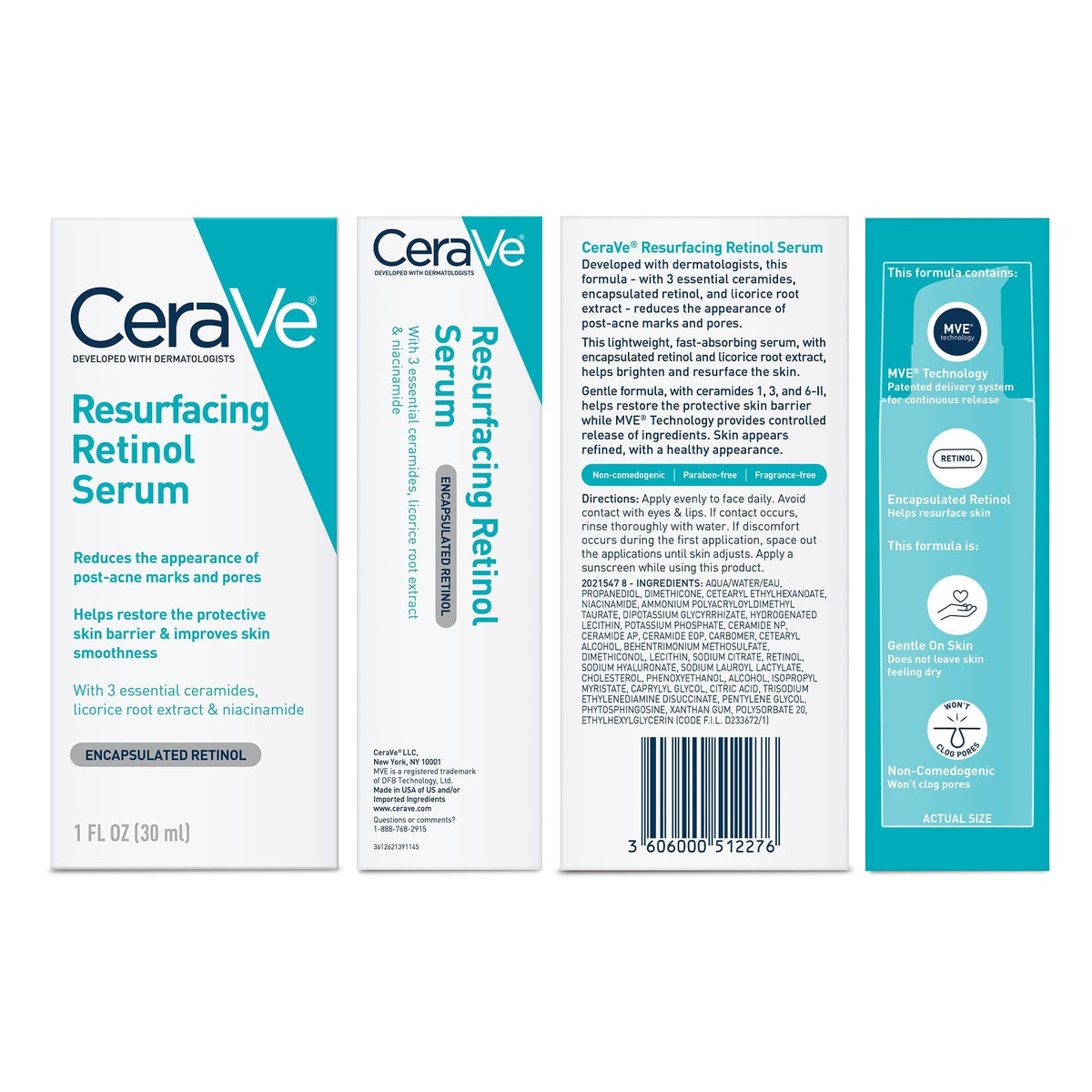 CeraVe Resurfacing Retinol Face Serum 1oz on a bathroom counter