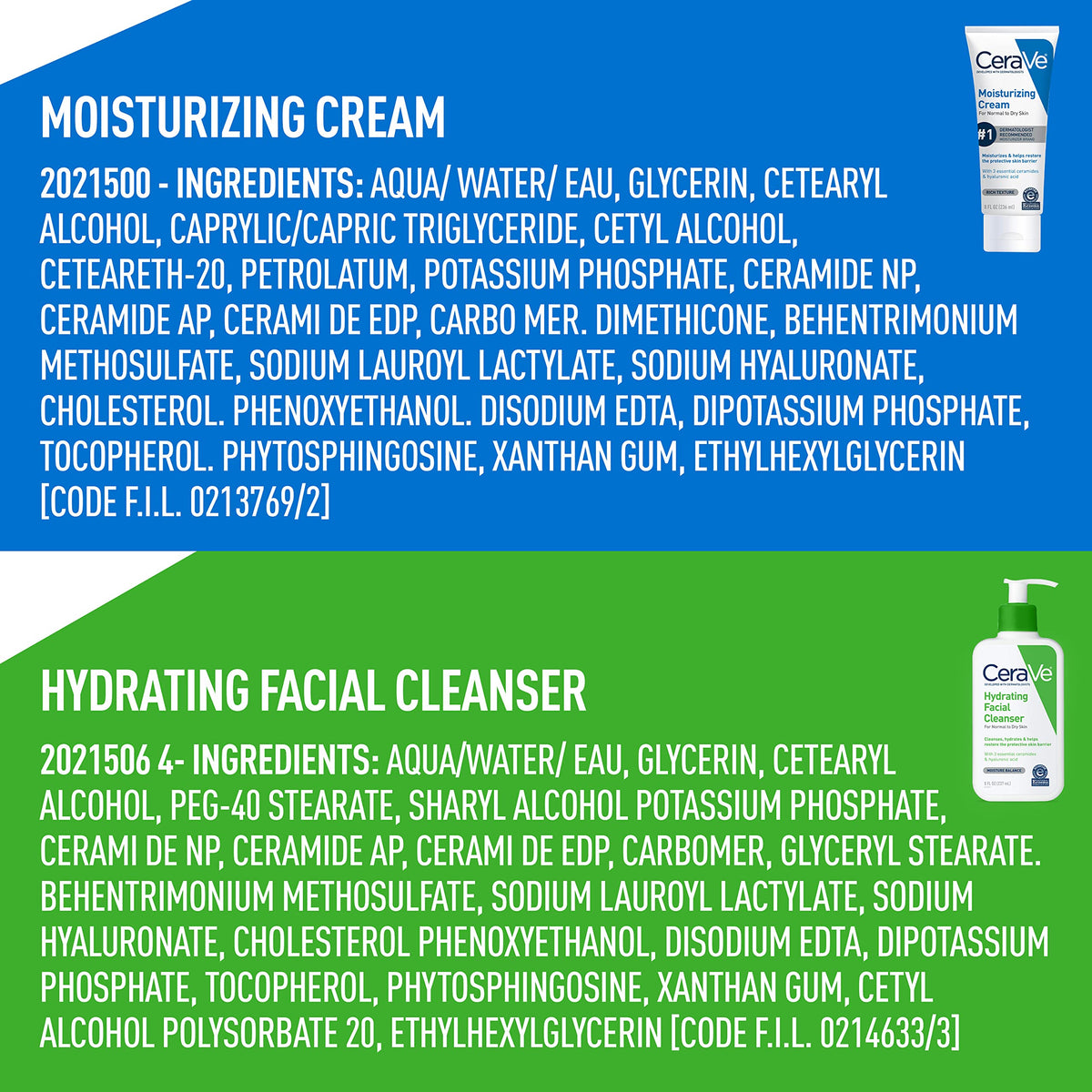 CeraVe Skin Care Set packaging with ingredients list visible
