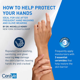 CeraVe Therapeutic Hand Cream 3oz texture on skin close-up