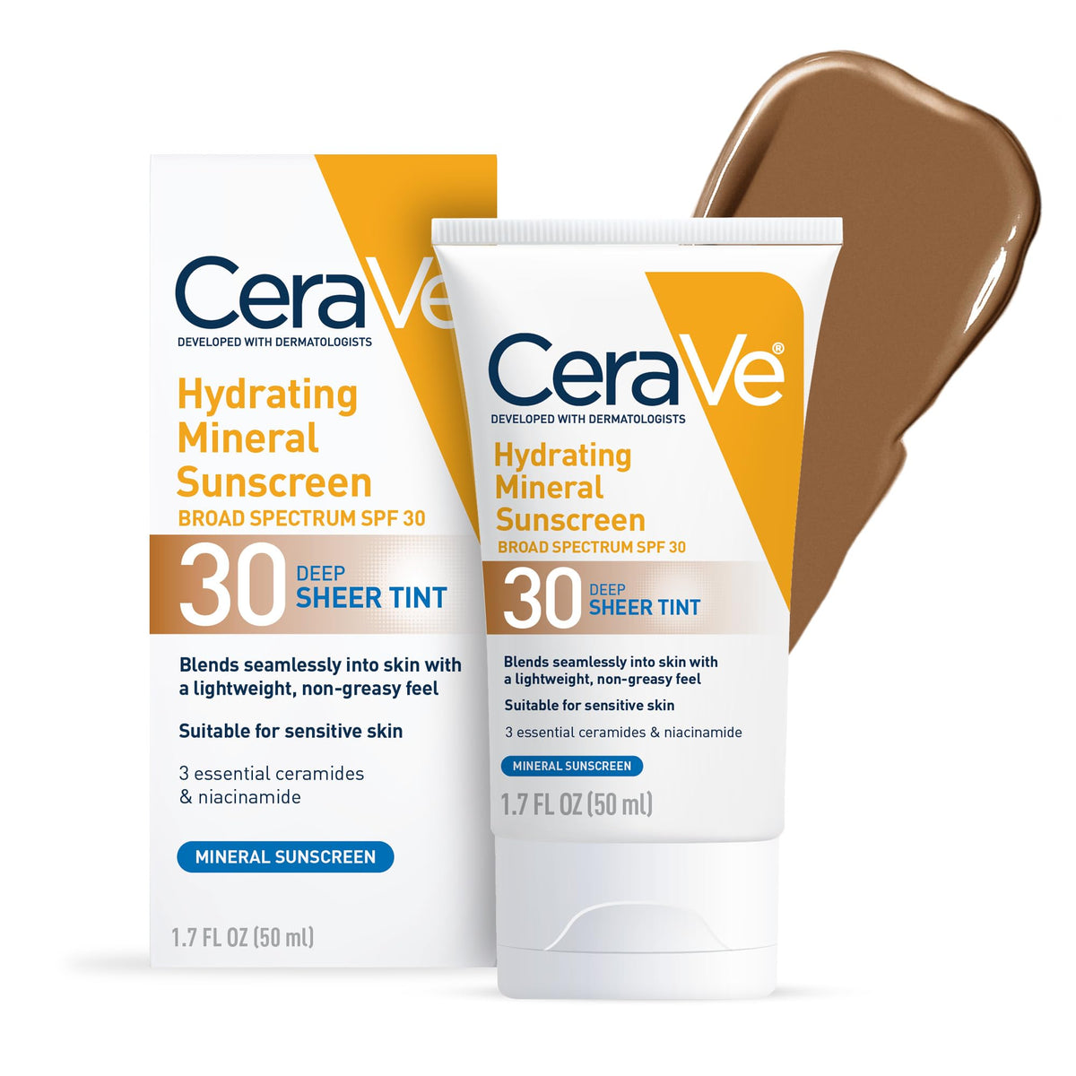 CeraVe Tinted Sunscreen for Face, Deep shade front view