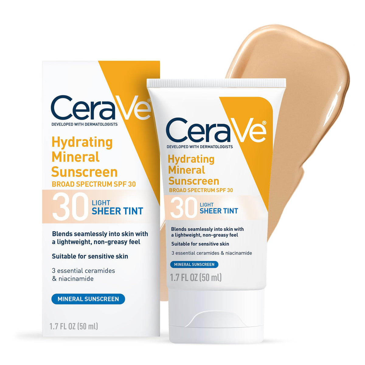 CeraVe Tinted Sunscreen for Face, Light shade, front view