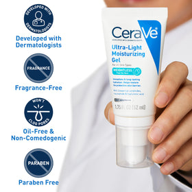 CeraVe Ultra-Light Moisturizing Gel application on skin