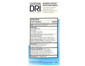 Certain Dri A.M. Solid Antiperspirant packaging