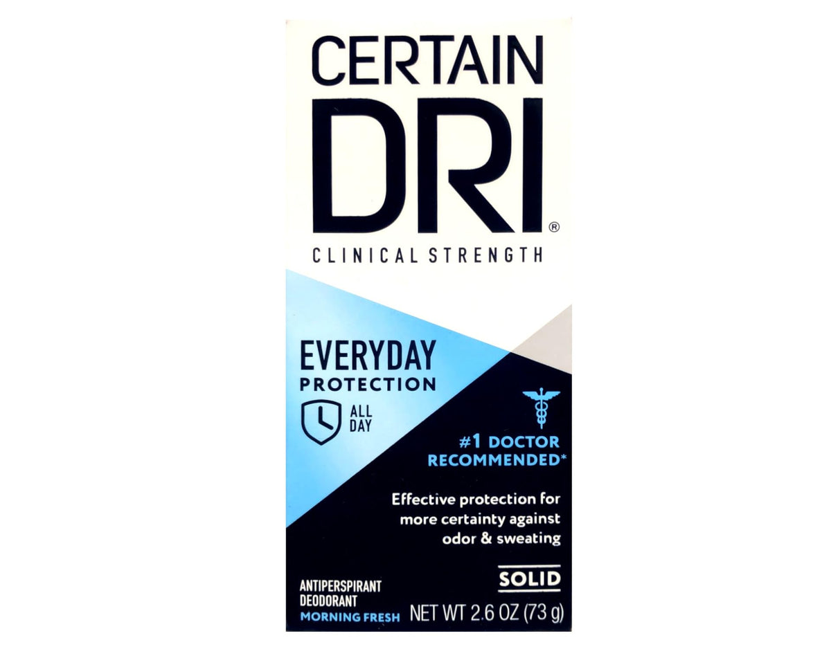 Certain Dri A.M. Solid Antiperspirant stick close-up