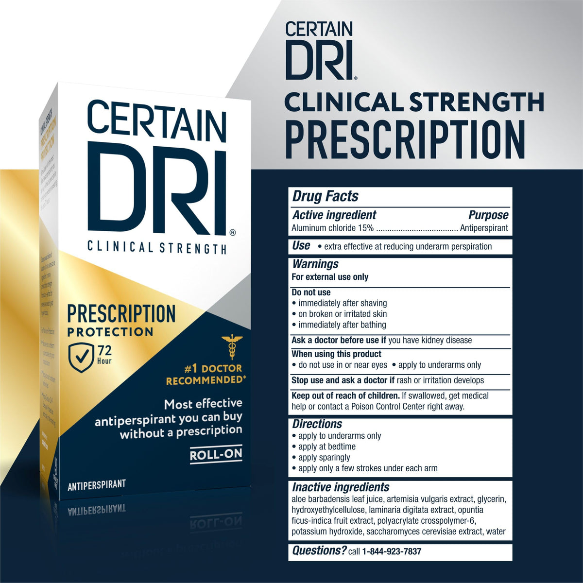 Certain Dri Clinical Antiperspirant Roll-On 1.2 oz with ingredients list