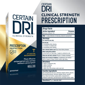 Certain Dri Clinical Antiperspirant Roll-On 1.2 oz with ingredients list