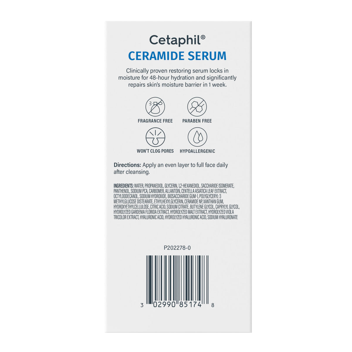 Cetaphil Ceramide Serum with a soft towel and water droplets