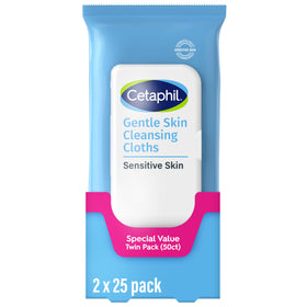 Cetaphil Cleansing Face & Body Wipes front view, 50ct pack