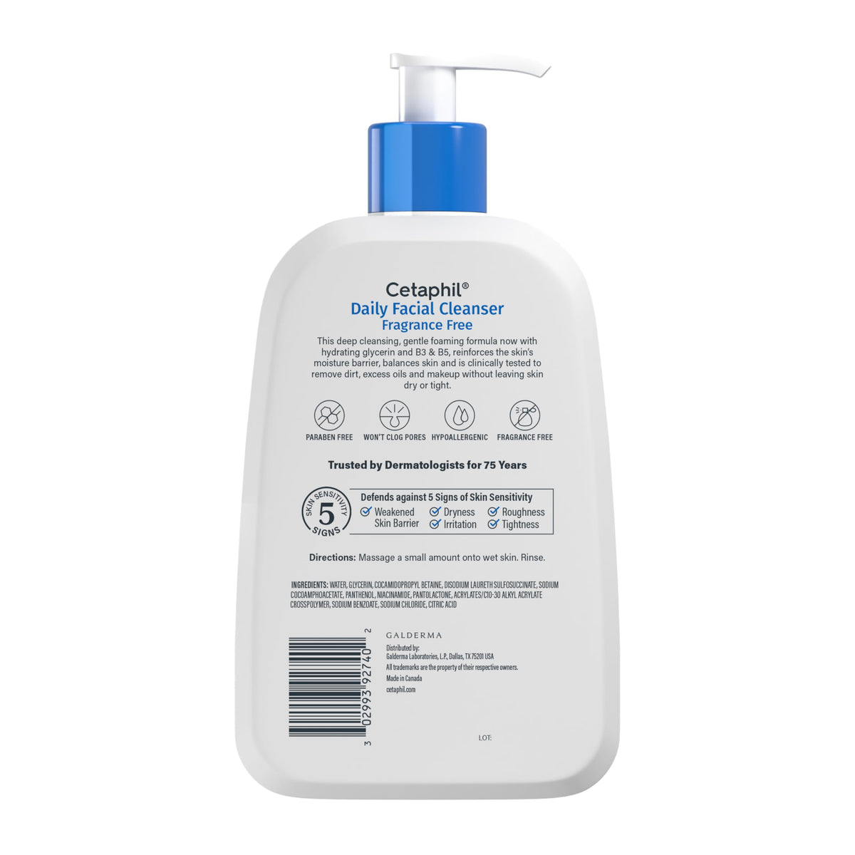 Cetaphil Daily Facial Cleanser 16oz ingredients list