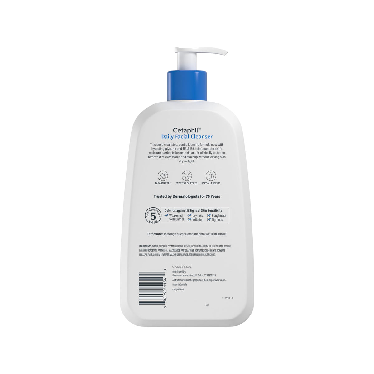 Cetaphil Daily Facial Cleanser 20 oz packaging details