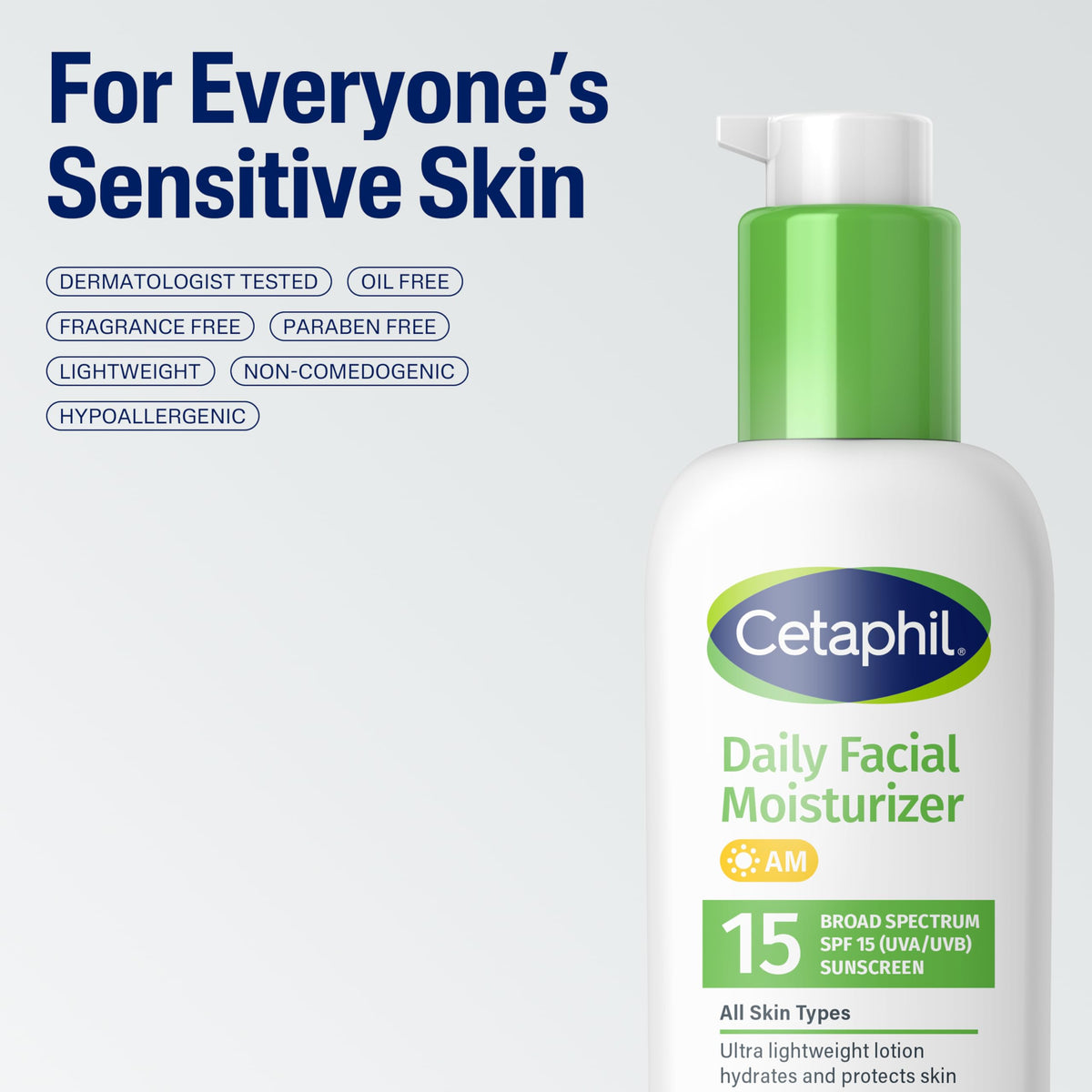 Cetaphil Daily Facial Moisturizer SPF 15 with sun protection icons