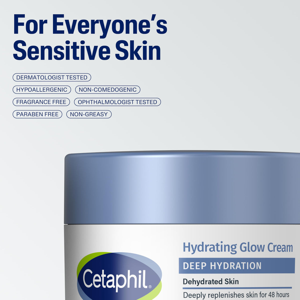 Cetaphil Deep Hydration Face Cream in a bathroom setting