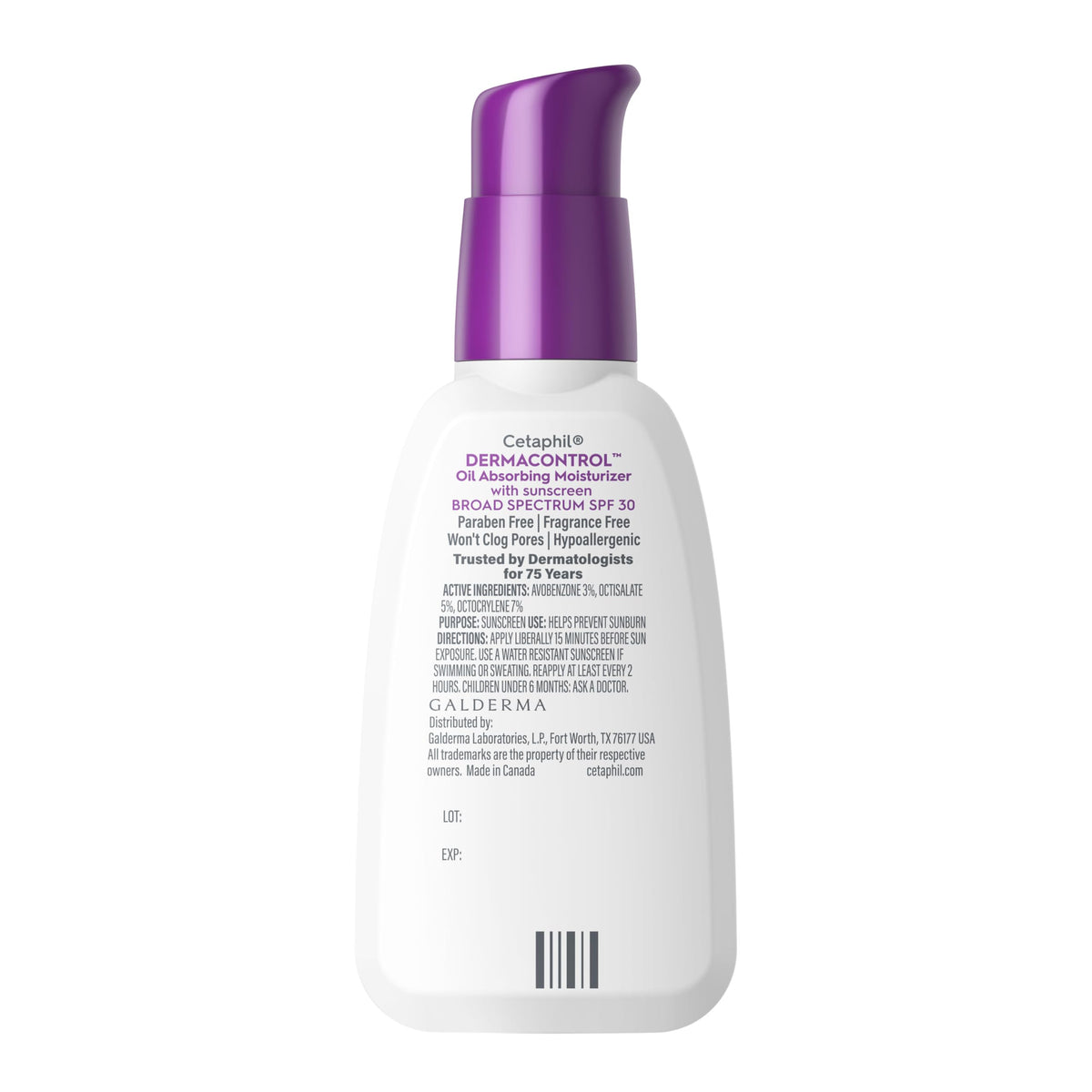 Cetaphil DermaControl Oil Absorbing Moisturizer with SPF 30 label