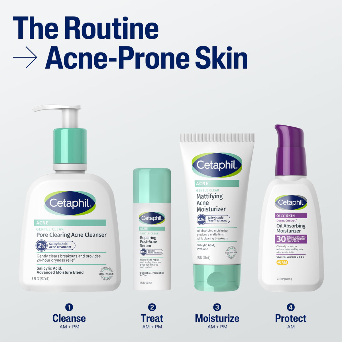 Cetaphil Gentle Clear Acne Foaming Face Wash on a countertop