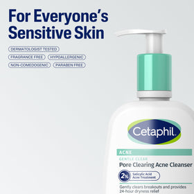 Cetaphil Gentle Clear Acne Foaming Face Wash with fresh towels