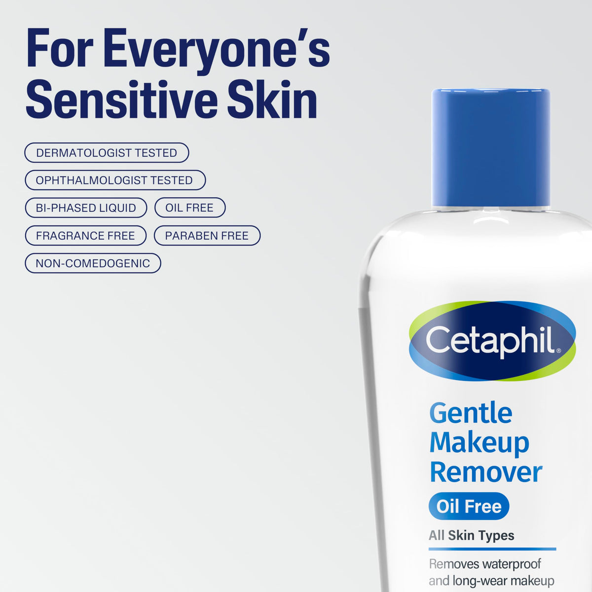 Cetaphil Gentle Waterproof Makeup Remover 6oz in a bathroom setting